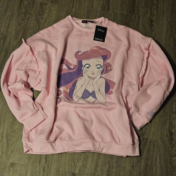 Disney Princess Sweater The Little Mermaid Ariel Anime Style Pullover NWT - Picture 4 of 6